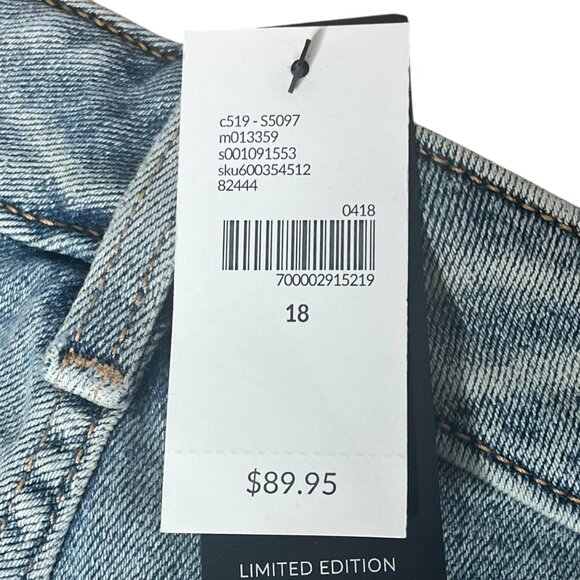 Womens Lane Bryant Girlfriend Crop Jeans Embroidered Floral Design Size 18 Blue - Picture 4 of 7